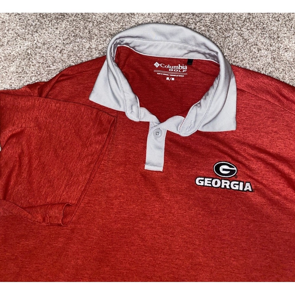 Columbia Golf Georgia Bulldogs UGA Polo Mens Medium Red‎ Performance NCAA Active